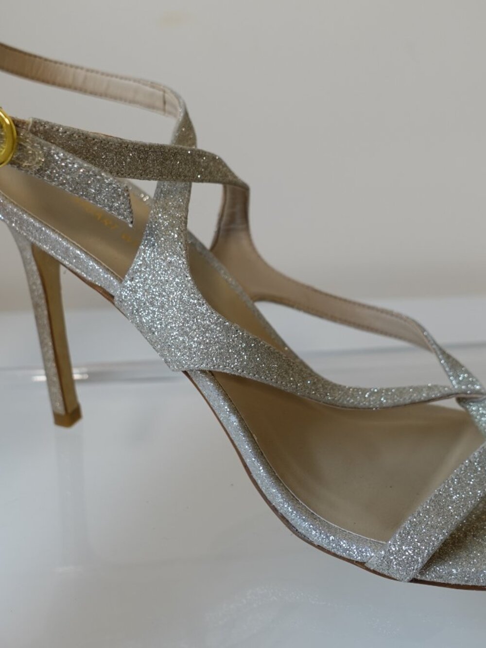 Stuart Weitzman Align 95 Glitter Stiletto Sandals Size 8 Brand New! - Picture 4 of 9